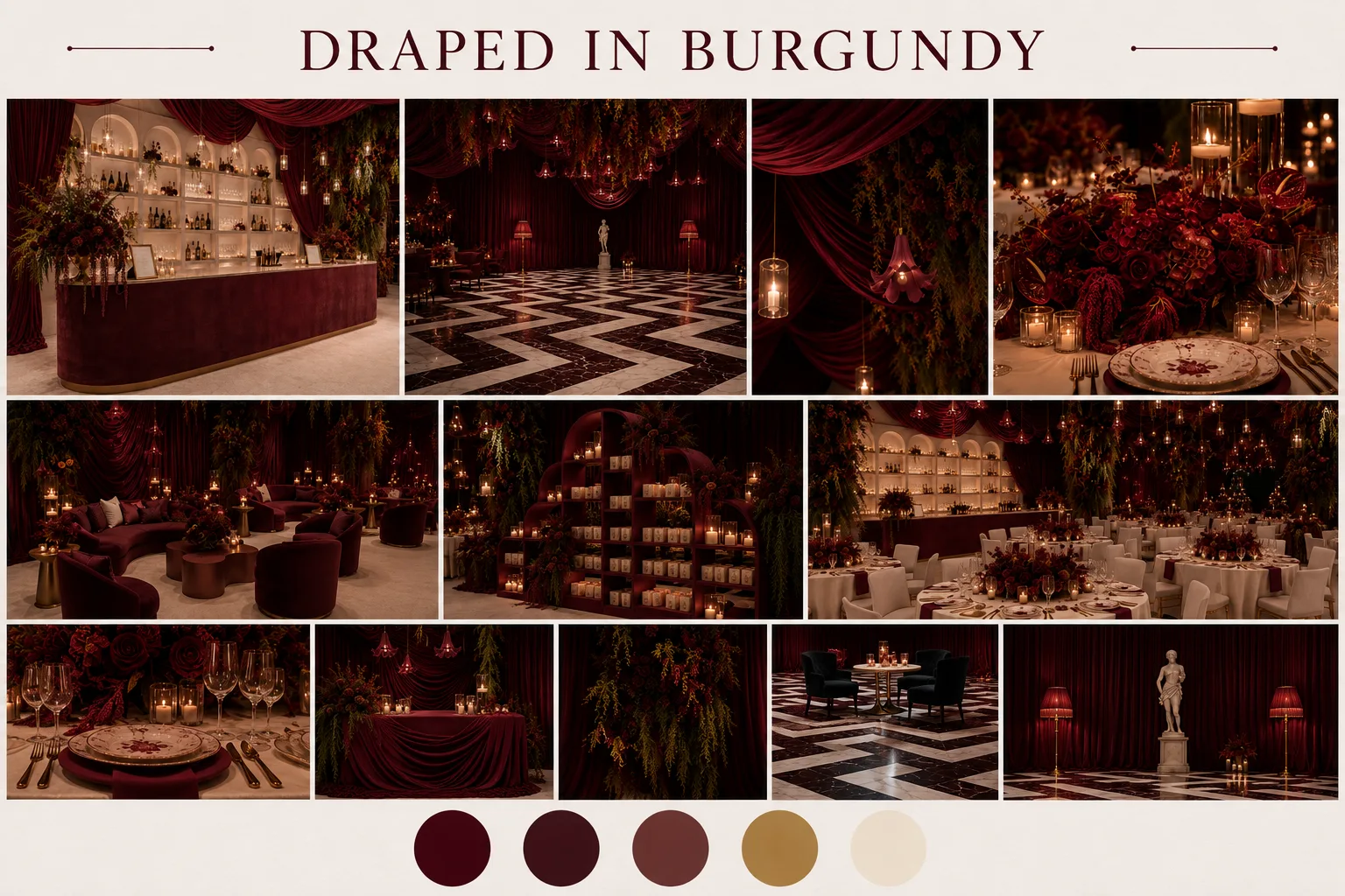 Draped in Burgundy event inspiration
