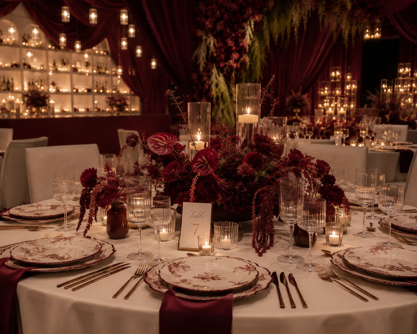 Table, Up Close - Burgundy